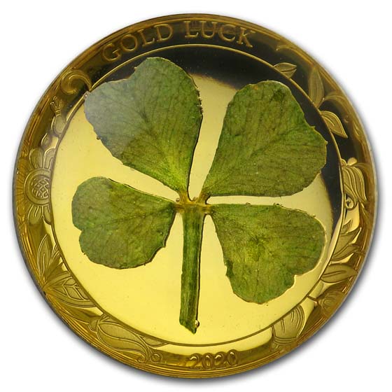 Four Leaf Clover Design-BU Details about   10-1/2 Gram .9999 Fine Gold Rounds in a Capsule